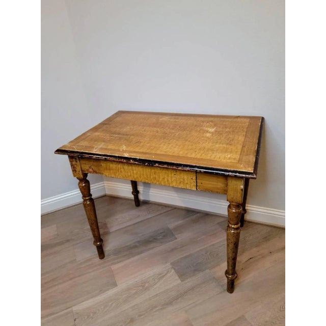 Brown Antique Distressed Country Farmhouse Work Table For Sale - Image 8 of 11