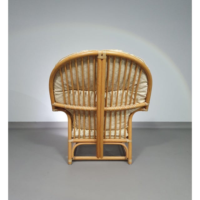 Rattan Bamboo Lounge Chair with Cushions, 1970s For Sale - Image 14 of 18
