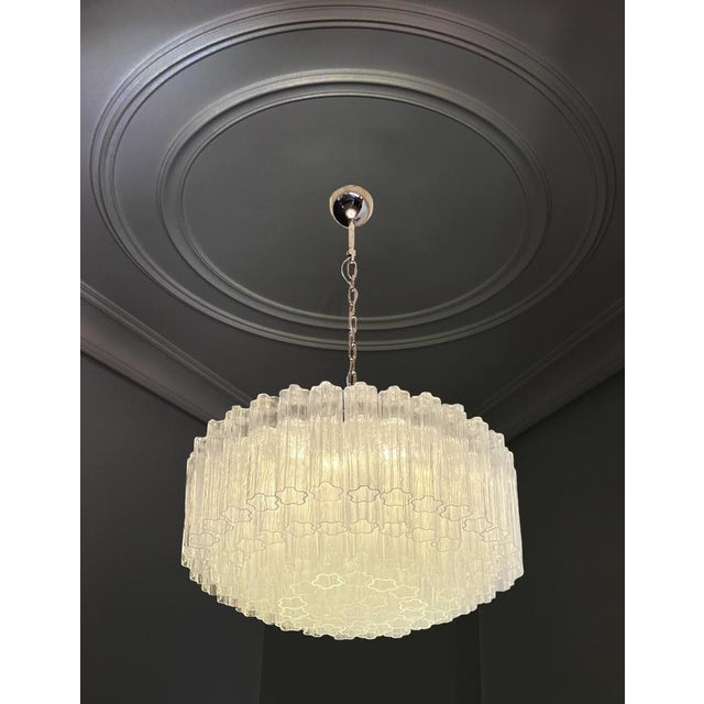 Gold Murano Glass Tubes Chandeliers, 1980s, Set of 2 For Sale - Image 8 of 11