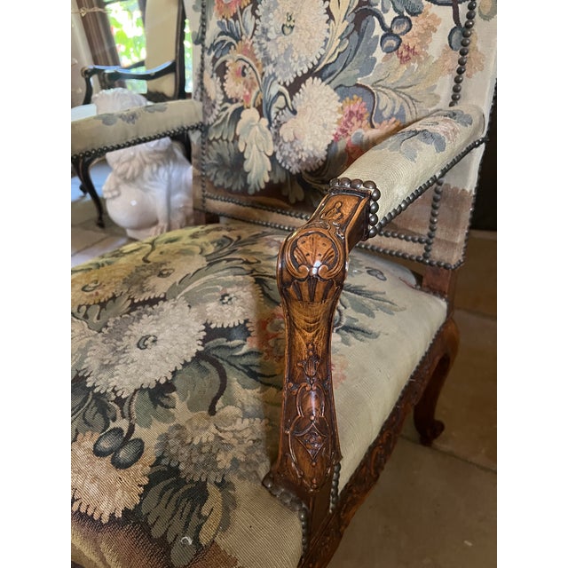 9th Century French Louis XV-style Armchair With Floral Needlepoint Tapestry For Sale - Image 11 of 15