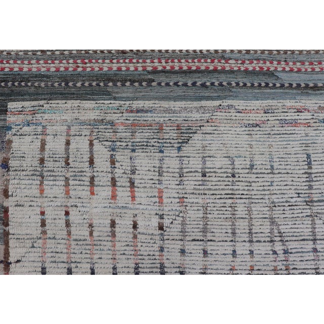 Gray Modern Afghanistan Rug in Neutral Tones With Subdued Design With Pops of Color For Sale - Image 8 of 10