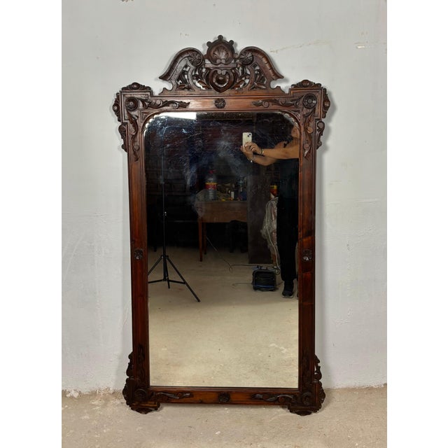 Large Renaissance Revival Hardwood Mirror, Early 20th-Century For Sale - Image 9 of 16