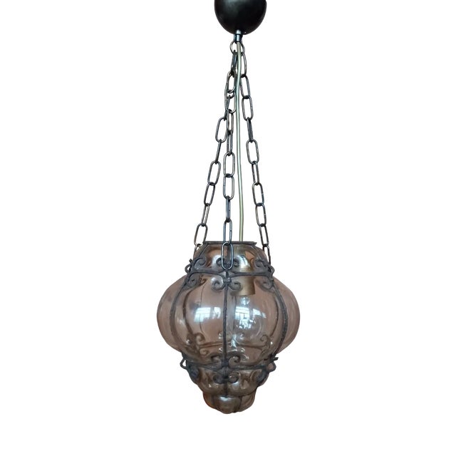 Lantern Lamp in Blown Glass, Venice, Italy For Sale