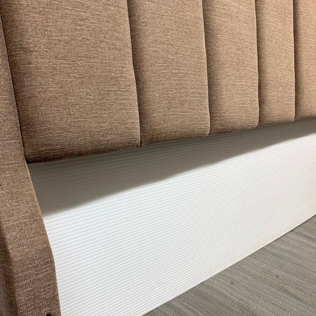 Standard King Size Taupe Woven Channel Tufted Headboard For Sale In San Francisco - Image 6 of 11