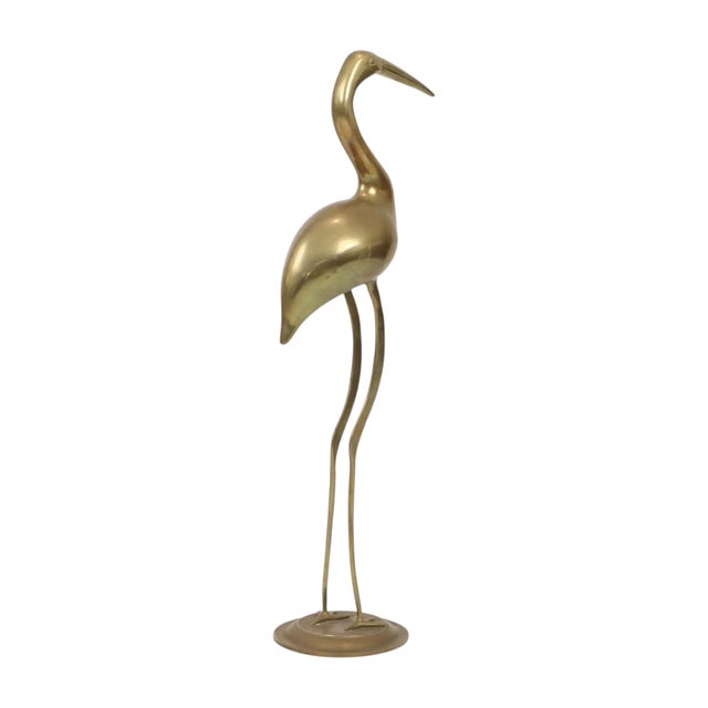 Large Hollywood Regency Brass Crane Bird, 1970s For Sale - Image 4 of 16