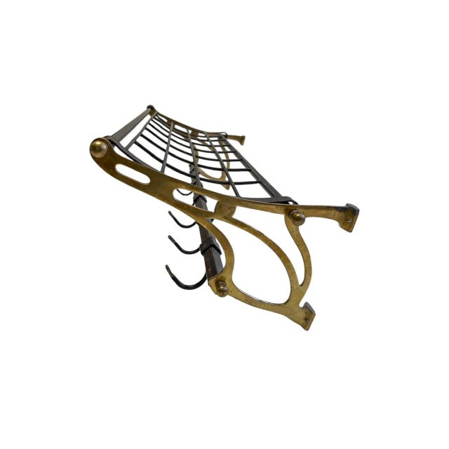 Art Deco Wall Coat and Hat Rack in Brass and Metal, 1980s For Sale - Image 4 of 10