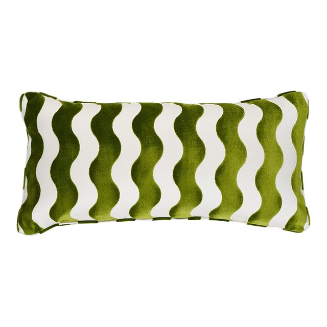 Schumacher x Miles Redd The Wave Pillow 24" x 12" in Lettuce For Sale