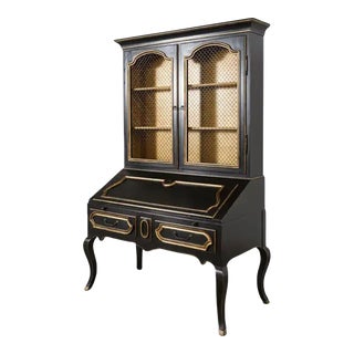 Minton-Spidell Louis XV Style Ebonized Secretary Bookcase For Sale