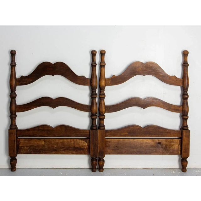 French massive fir wood headboard made circa 1940. This also can be used for twin beds.