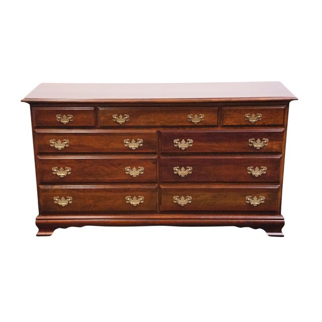 Traditional Cresent Furniture Solid Cherry Traditional Style 60" Double Dresser For Sale - Image 3 of 12