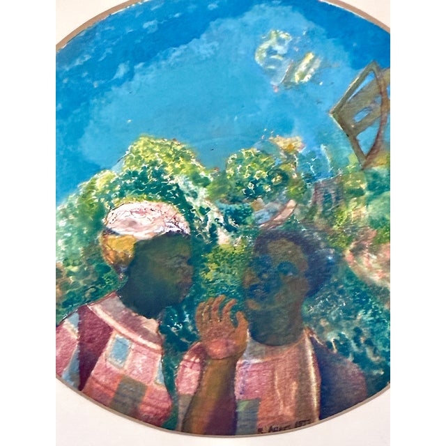 1970s Two West African Women in a Magically Surreal Painting by Roland Ayers For Sale - Image 5 of 8