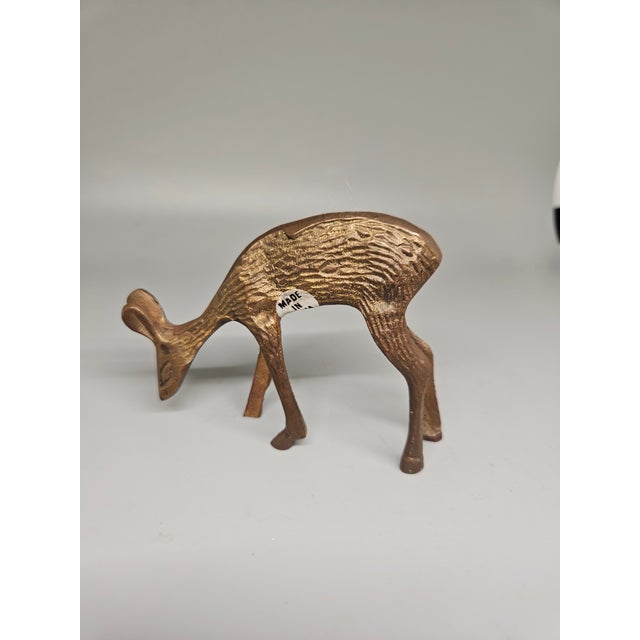 Mid-Century Modern Vintage Maxam MCM Solid Brass Deer Figurines Doe, Hollywood Regency For Sale - Image 3 of 4