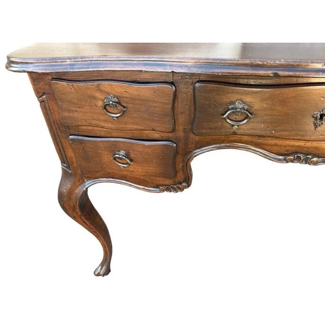 Mid 20th Century Vintage Walnut Louis XV Writing Desk and Chair Made in Italy - Mid 20th Century For Sale - Image 5 of 7