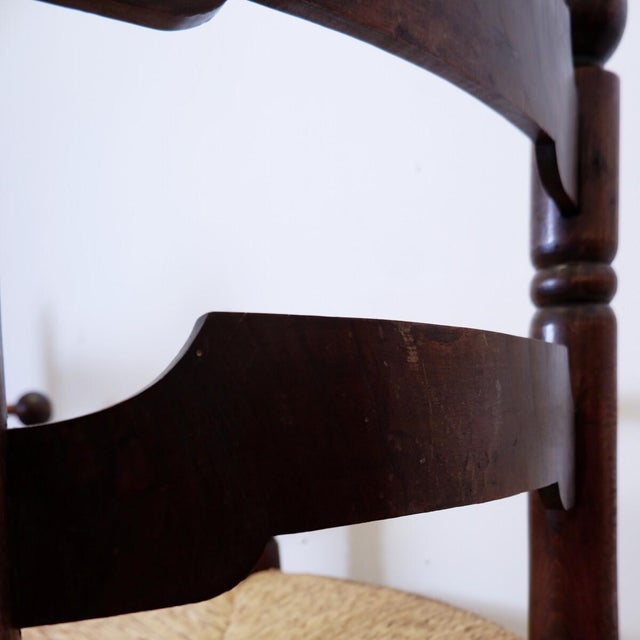 Ladder Back Armchair in Oak and Rush Seat from Charles Dudouyt, France, 1940s, Set of 2 For Sale - Image 11 of 15