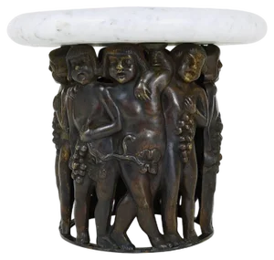 Art Nouveau Bacchus Putto Centerpiece in Bronze Marbl attributed to Gustav Gurschner, 1920s