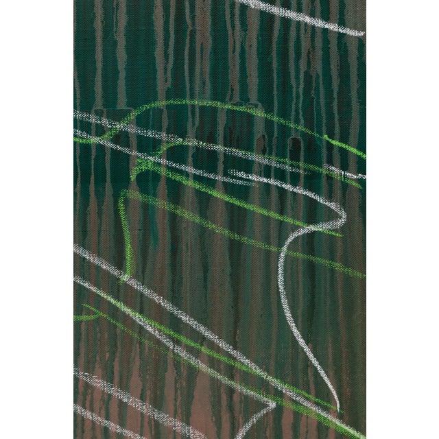 Green "Monstera Double Shadows Green White" Original Acrylic Painting by Simon Findlay For Sale - Image 8 of 9