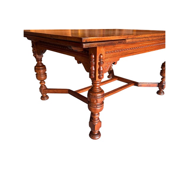 Ornate Early 20th Century Jacobean Style Draw Leaf Dining Table For Sale - Image 9 of 12