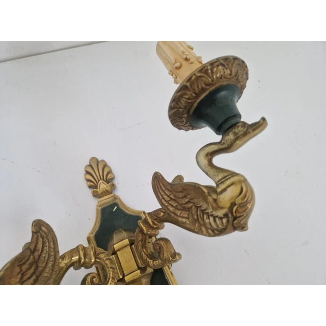 Bronze Swan Wall Sconces by Lucien Gau, 1960s, Set of 2 For Sale - Image 4 of 7