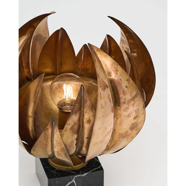 Brass 1950s Lotus Lamp by Maison Charles For Sale - Image 8 of 10