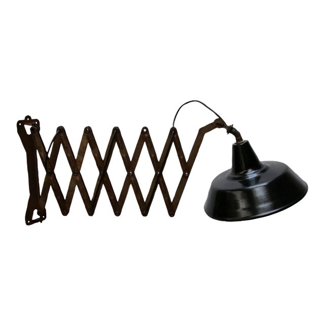 Mid-Century Black Enamel & Iron Scissor Wall Light, 1950s For Sale