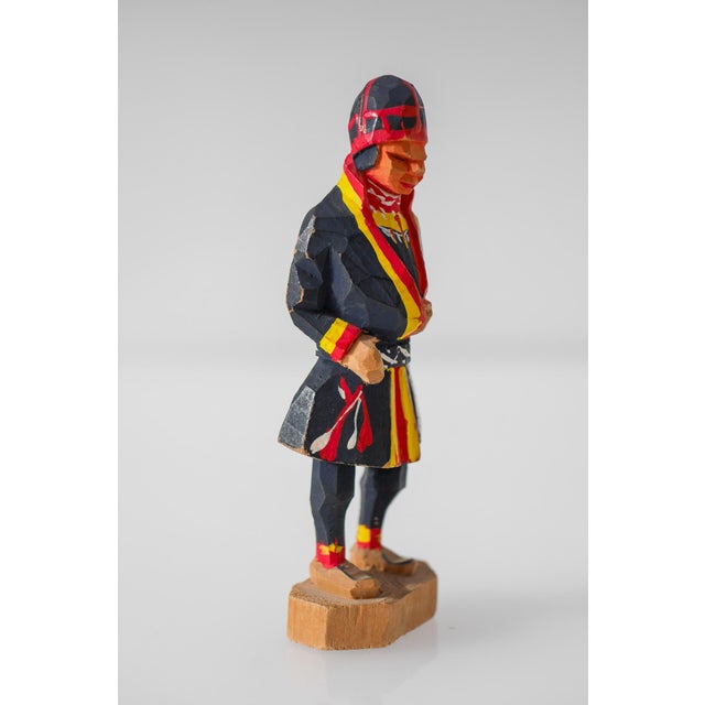 Black Mid-20th Century Scandinavian Traditional Hand-Carved Saami Figure from Georg Jonsson, 1950s For Sale - Image 8 of 18