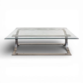 Space Age Coffee Table in Chromed Steel and Glass For Sale