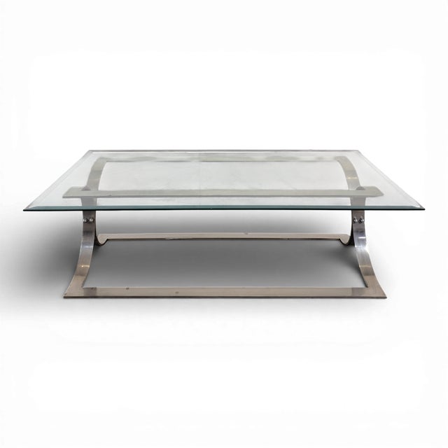 Space Age Coffee Table in Chromed Steel and Glass For Sale