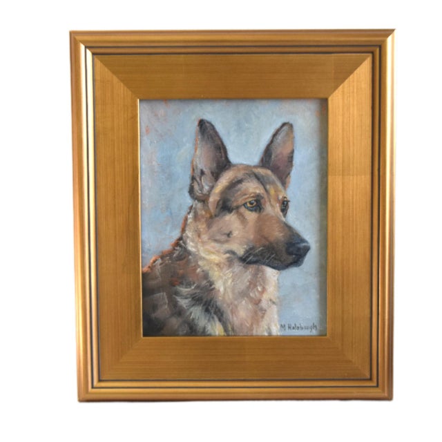 2020s German Shepard Dog Portrait Oil Painting Including the Antiqued Gold Wood Frame For Sale - Image 5 of 7