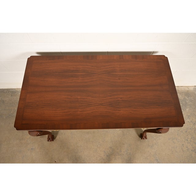 Brown Baker Furniture Chippendale Carved Mahogany Writing Desk, Newly Refinished For Sale - Image 8 of 16