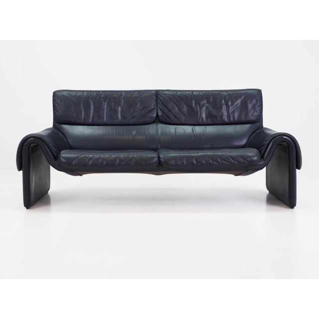 Two-Seather Sofa in Dark Blue Leather from de Sede, Switzerland, 1983, Set of 2 For Sale - Image 12 of 18