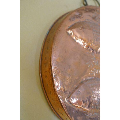 Oversized Vintage Copper Fish Mold Wall Hanging With Brass Handles For Sale - Image 4 of 8