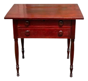 Antique Pennsylvania Pine Work Table With Heart Shaped Escutcheon