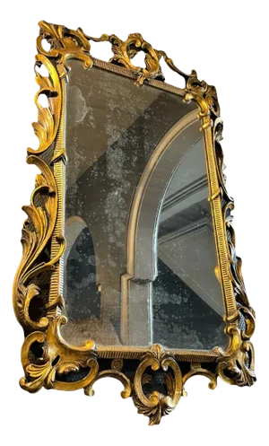 Louis XV Rocaille Carved Stucco and Gilded Wood Rocaille Mirror, 19th Century