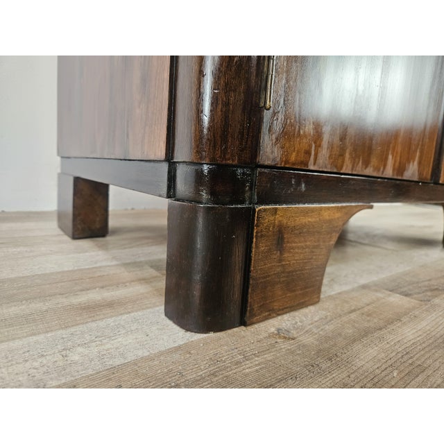 Art Deco Sideboard in Mahogany Feather with Marble Top and Brass Handles, 1940 For Sale - Image 16 of 18