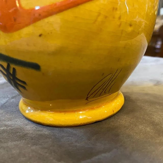 1930s Yellow, Brown and Orange Futurist Ceramic Italian Jug For Sale - Image 6 of 13