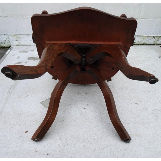 Antique Art Nouveau Swivel Chair in Oak, 1890s For Sale - Image 9 of 17