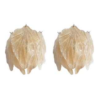 Pair of Amber Murano Glass Sconces 1970s, Italy For Sale