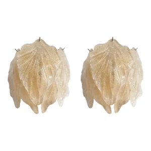 Pair of Amber Murano Glass Sconces 1970s, Italy