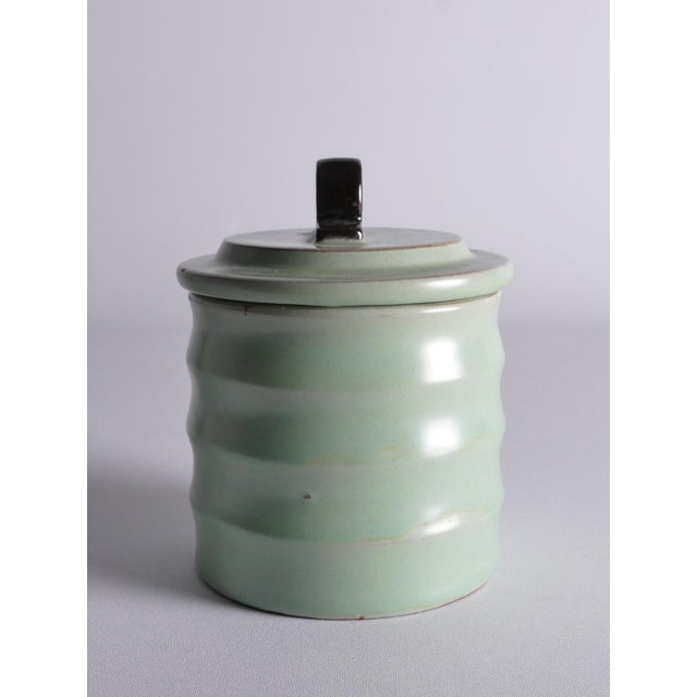 Ceramic Art Deco Celadon Glazed Lidded Jar by Einar Luterkort for Upsala‑Ekeby, 1930s For Sale - Image 7 of 16