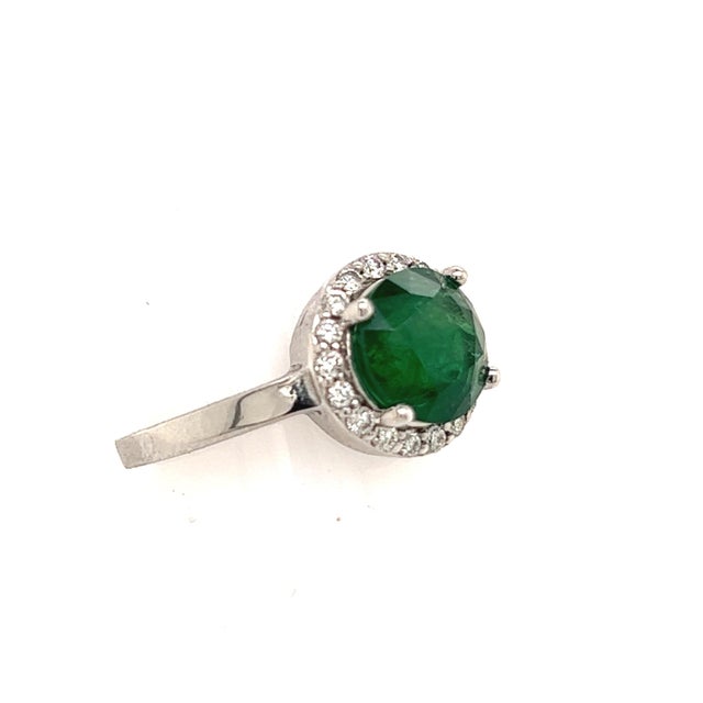 Natural Emerald Diamond Ring 14k Gold 2.83 TCW Certified For Sale - Image 10 of 12