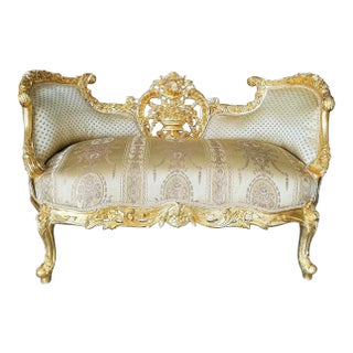 French Style Golden Tufted Settee For Sale