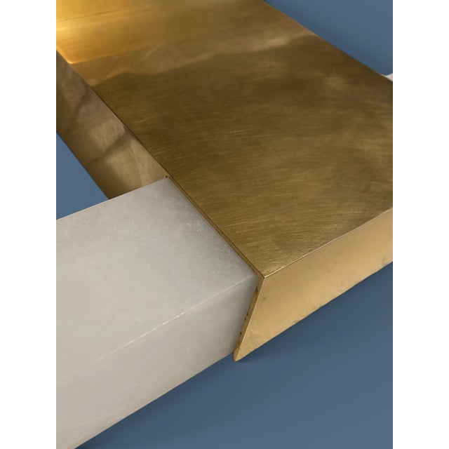 Metal Kelly Wearstler for Visual Comfort Covet 24" Alabaster Bath Light in Antique-Burnished Brass For Sale - Image 7 of 18