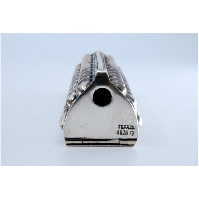 Silver Toothpick Holder in Embossed Silver with Hinged Lid For Sale - Image 8 of 11