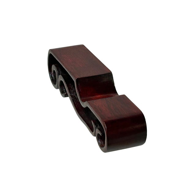 5.25" Reddish Brown Wood Straight Scroll Rectangular Stand Riser Easel For Sale - Image 4 of 6