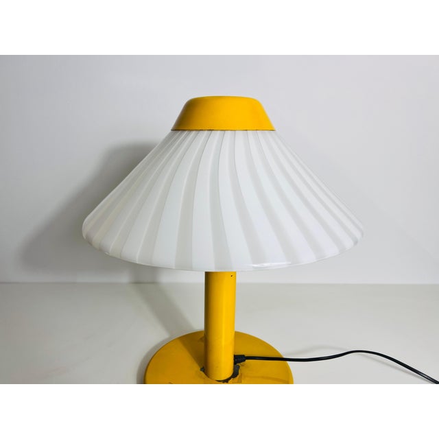 Heavy Yellow Metal and Glass Table Lamp, 1960s, Italy For Sale - Image 10 of 12