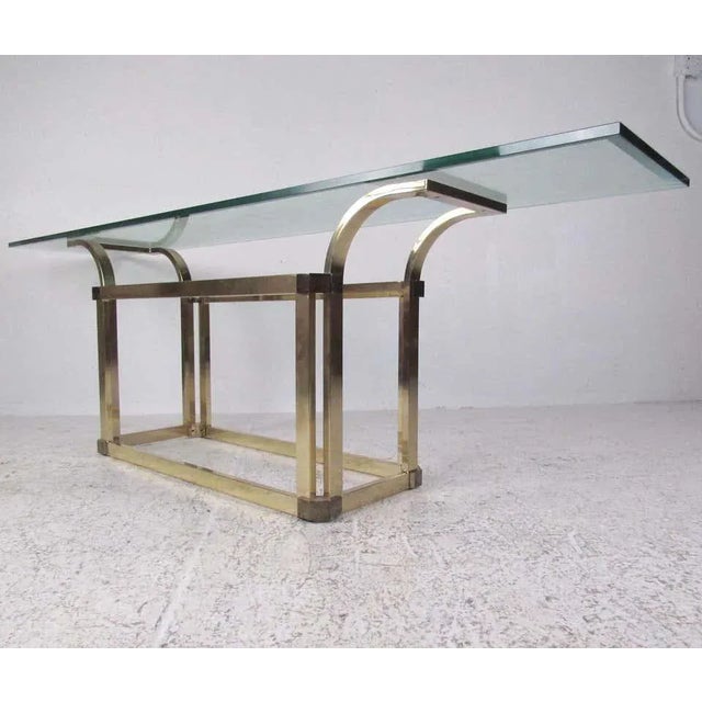 Mid-Century Modern Brass and Glass Console Table For Sale - Image 4 of 9