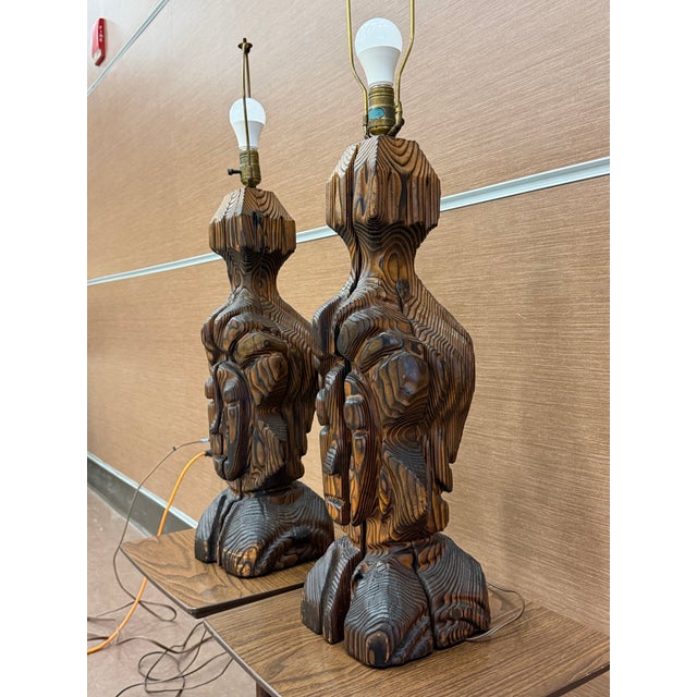 Witco Vintage Witco Figural Wood Lamps - a Pair For Sale - Image 4 of 7