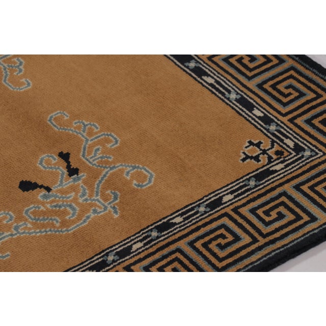 Art Deco Rug & Kilim’s Chinese Art Deco Inspired Runner Rug, Brown With Greek Key Border For Sale - Image 3 of 8