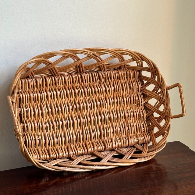 Mid-20th Century Mediterranean-Style Openwork Basket Tray For Sale - Image 4 of 12