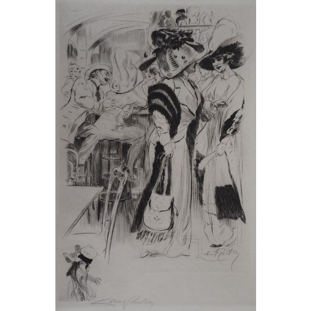 Alméry Lobel-Riche, At the Café, Original Engraving For Sale - Image 8 of 8